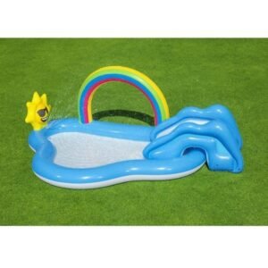 Bestway Piscine Gonflable Avec Centre De Jeux D’eau “Arc-en-ciel” Intégré Pour Enfants 257 x 145 x 91 cm 53092